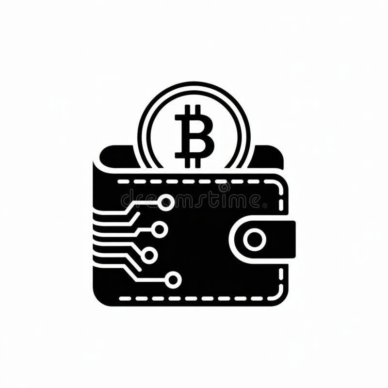 Digital bitcoin wallet icon with circuit board design