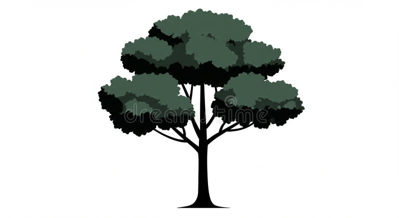 A stylized, digitally-created image of a tree featuring a dark, solid trunk and a full vector illustration