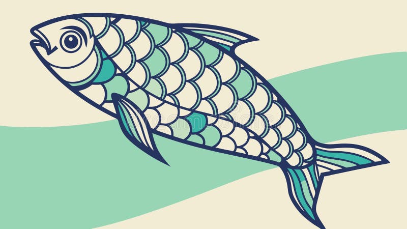 Stylized Fish with Intricate Scales Pattern Vector, vector design Generative AI royalty free illustration