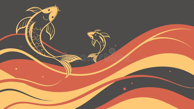 Stylized fish swimming in abstract swirling water pattern vector design Generative AI vector illustration