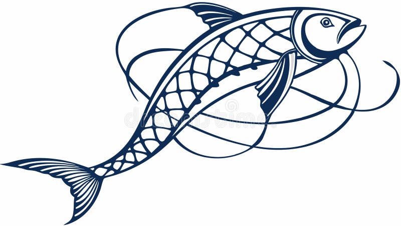 Stylized Fish with Wavy Lines, Aquatic Movement, vector design Generative AI vector illustration