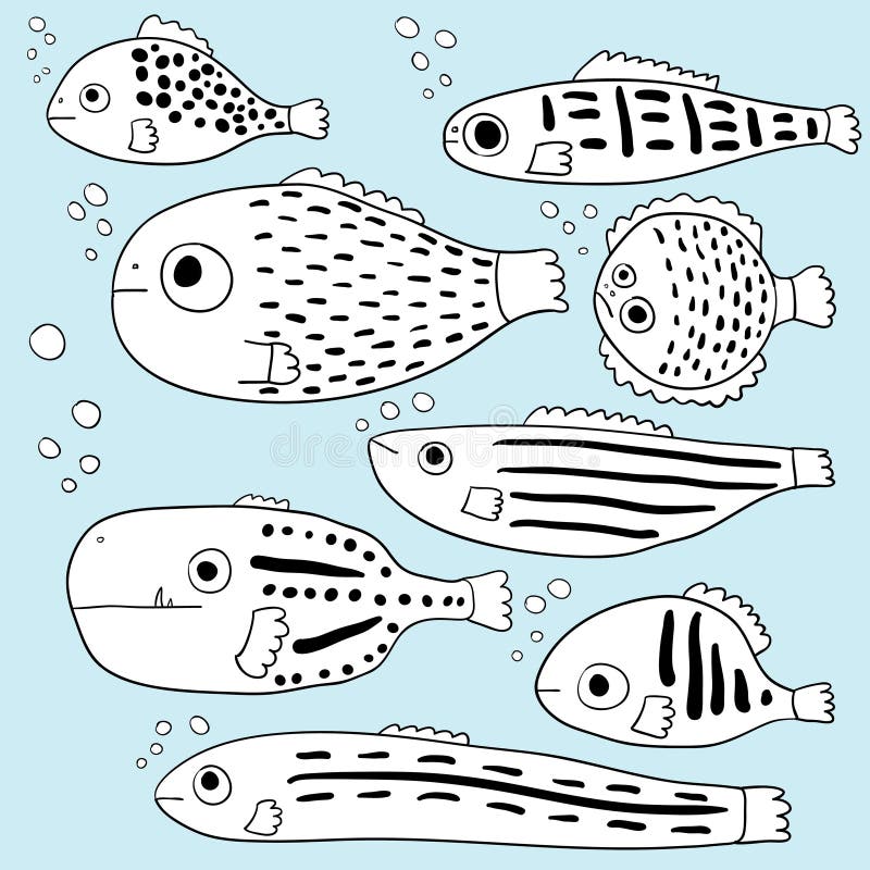 https://thumbs.dreamstime.com/b/stylized-fishes-set-abstract-sea-fish-cartoon-collection-children-s-drawings-line-art-vector-80334484.jpg