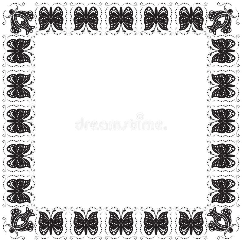 Download Stylized Frame With Butterflies And Flowers Stock Vector - Illustration of butterfly, contour: 21976885