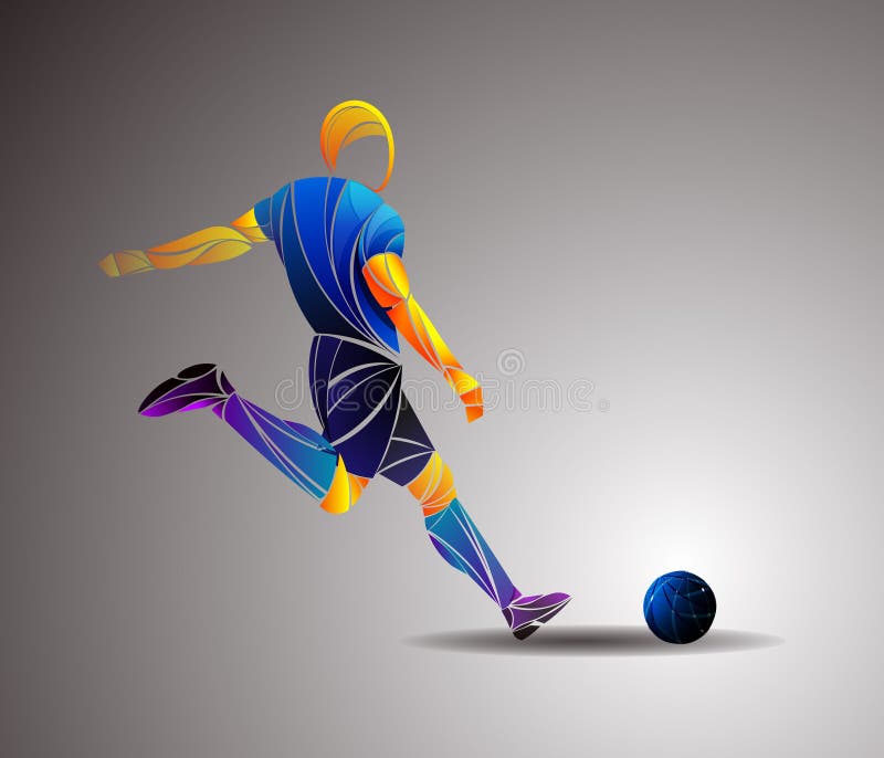 Soccer Player with a Graphic Trail, Blue and Black Uniform Stock Vector -  Illustration of design, athlete: 115992617