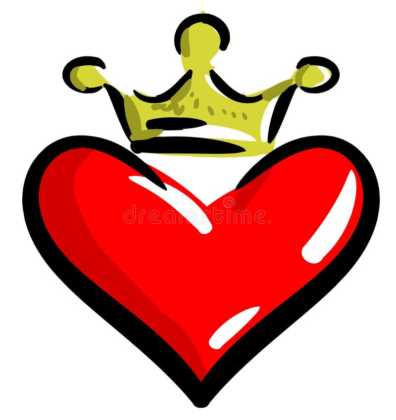 Download Stylized Heart With Crown Isolated Stock Vector ...