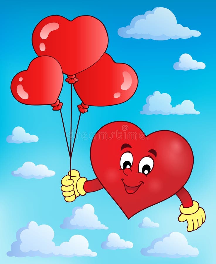 Stylized heart holding balloons theme 2