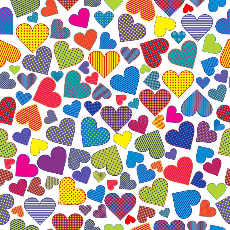 Vector Valentines day card seamless pattern with red small hearts