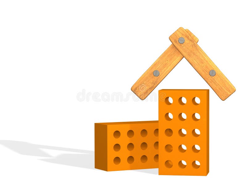 The stylized house from two 3d bricks
