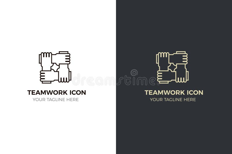 Stylized icon design with 4 hands holding together. Illustration for different concepts like teamwork, community, unity royalty free illustration Stylized icon design with 4 hands holding together. Illustration for different concepts like teamwork, community, unity royalty free illustration