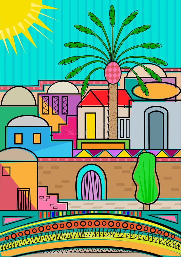 Stylized Jerusalem vector illustration Stylized Jerusalem vector illustration