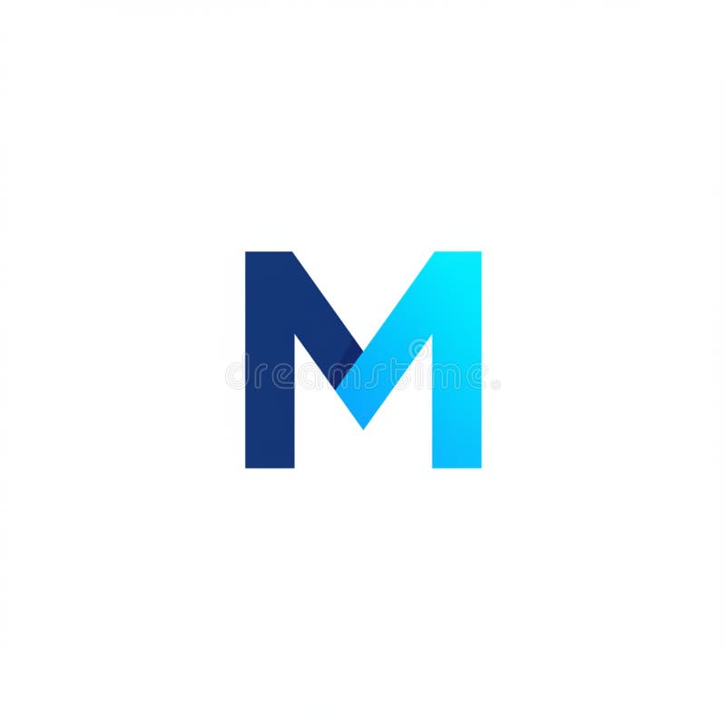A stylized letter \'M\' with a gradient effect transitioning from dark blue to light blue. stock illustration