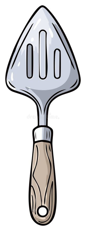 Stylized metal cheese server with a light brown wooden handle kitchen utensil illustration vector illustration