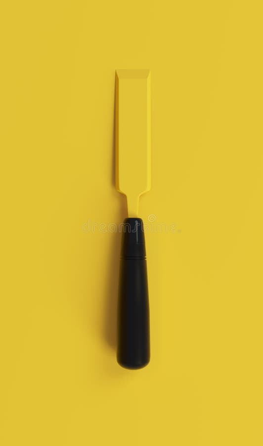Minimalistic Black And Yellow Chisel On Clean Yellow Background