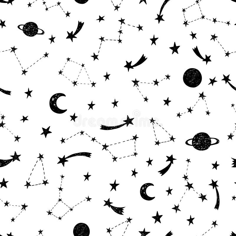Night Sky Drawing Black And White Clipart