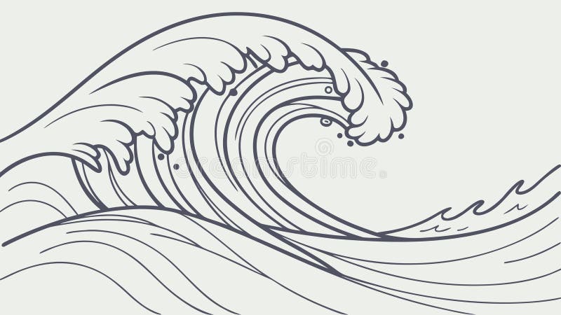Stylized Ocean Waves: Serene Marine Landscape Decorative Element, vector design Generative AI stock illustration