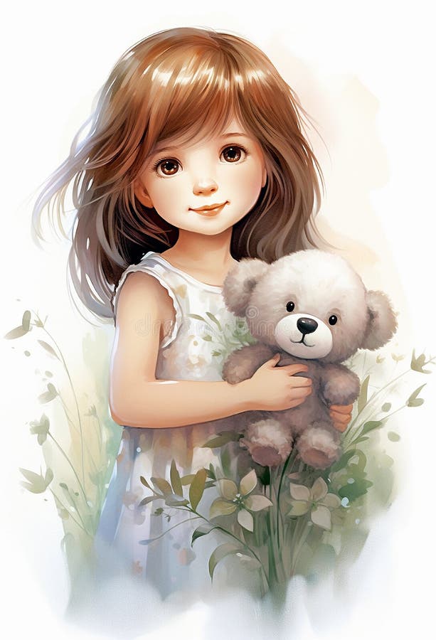 Cute Girl With Teddy Bear Stock Photo, Picture and Royalty Free Image.  Image 72162615.