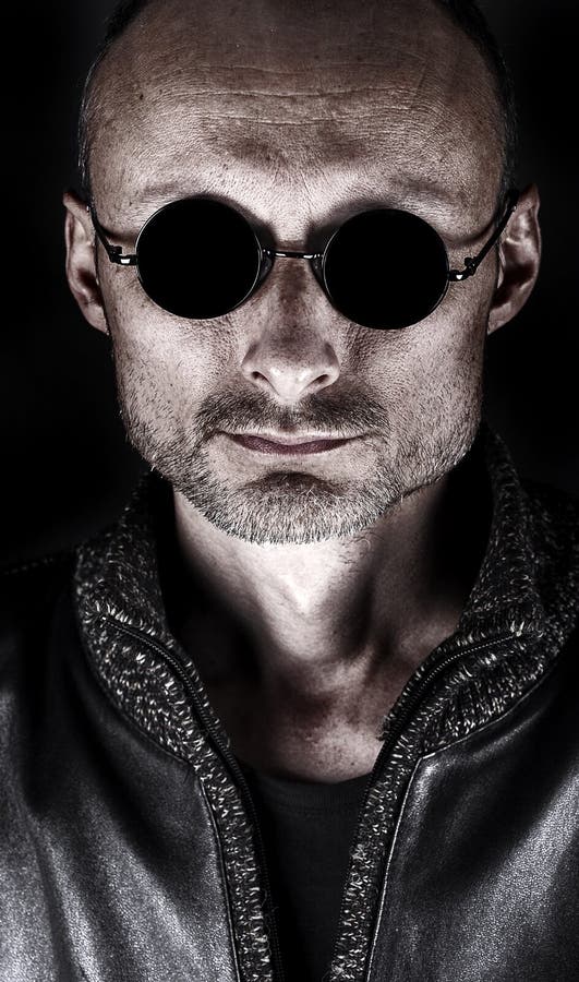 Stylized Portrait of a Middle-aged Man in Dark Glasses Stock Image ...