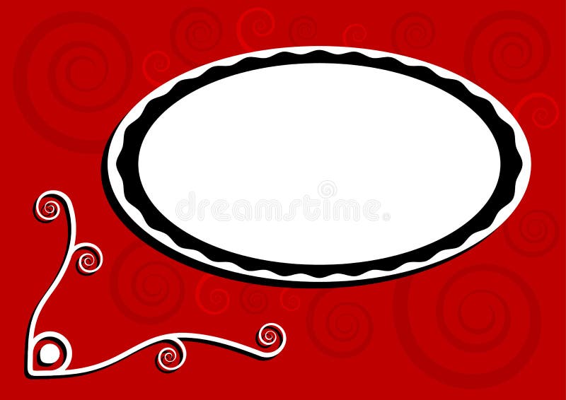 Stylized red oval frame