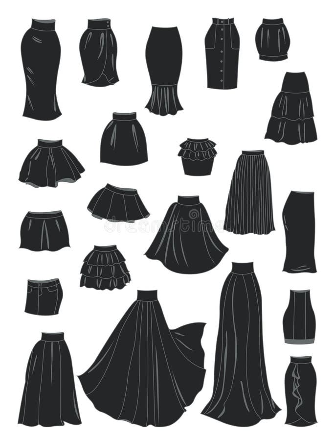 Stylized Silhouettes of Women S Skirts Stock Vector - Illustration of ...