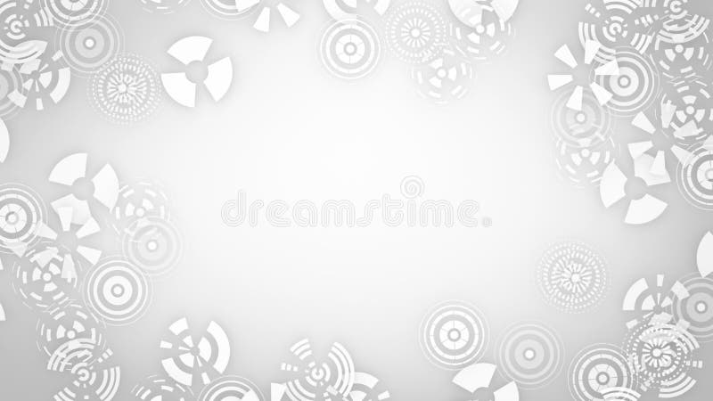 Stylized snowflakes on white background. Abstract round animation, hi-tech background with circles. vector illustration