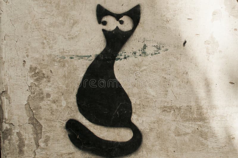 Stylized stencil figure of black cat