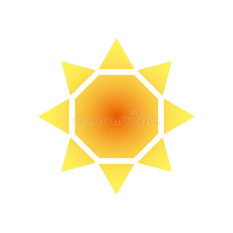 Stylized Sun Logo. Round Icon of Sun, Flower. Isolated Yellow Orange