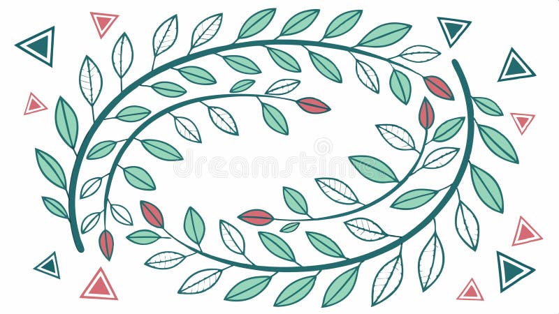 Stylized swirling leafy vine ornament vector design Generative AI royalty free illustration