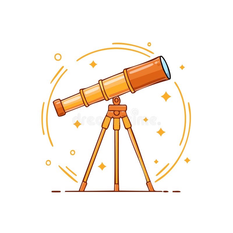 Stylized Telescope Illustration on Tripod with Stars and Orbits Science Exploration Concept Vector vector illustration