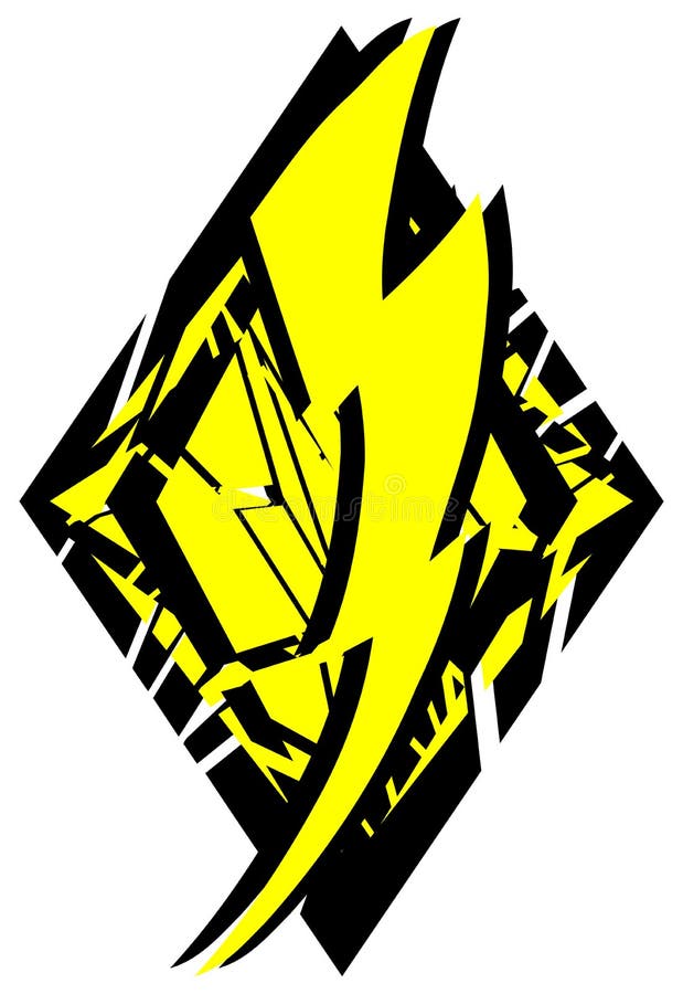 Stylized Thunderbolt on decoration isolated