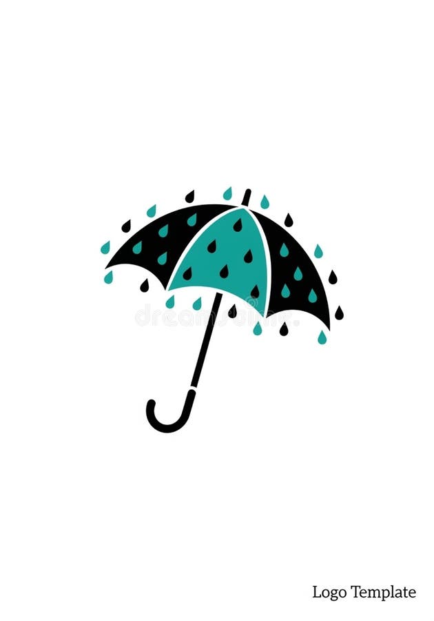 Stylized umbrella logo featuring a half-black, half-teal canopy with royalty free illustration