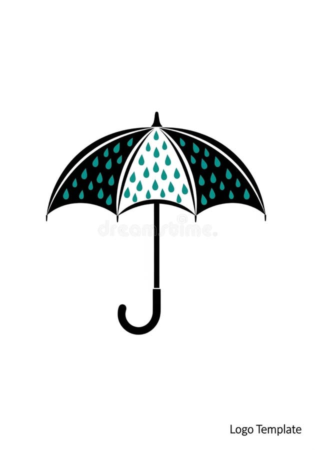 Stylized umbrella logo featuring a simple design with a black vector illustration