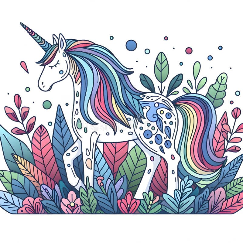 A Stylized Unicorn with a Unique Color Pattern on Its Body, Featuring a ...