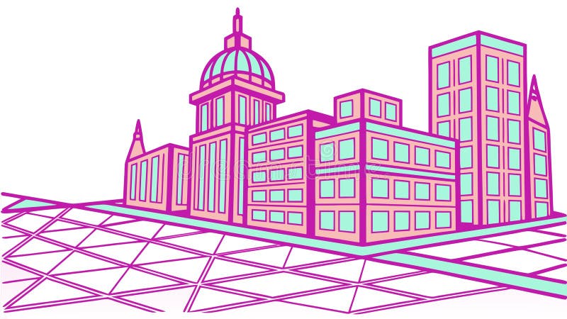 Stylized urban skyline with geometric architectural elements. vector design Generative AI vector illustration