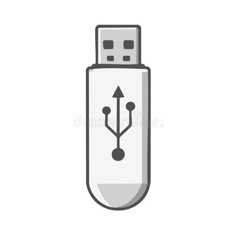 Stylized USB flash drive with universal serial bus symbol graphic vector illustration