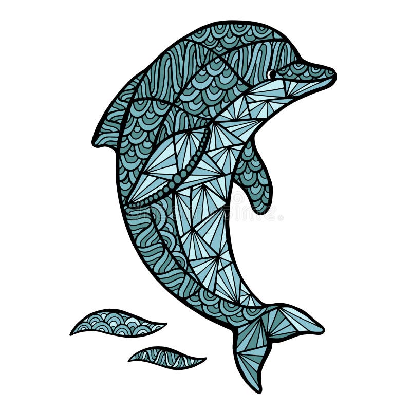 Stylized Vector Dolphin, Zentangle Isolated Stock Vector ...