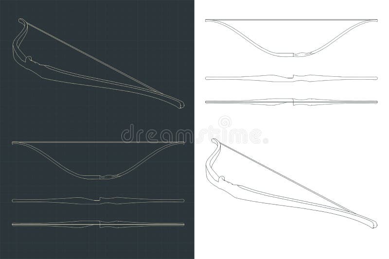 Recurve bow blueprints stock vector. Illustration of equipment 240219784