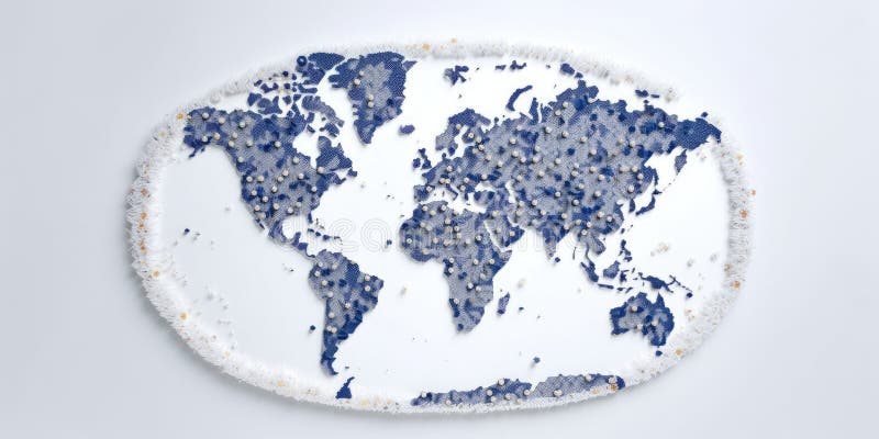 Stylized world map in blue with a 3D effect on a white background. AIG35. royalty free stock photography