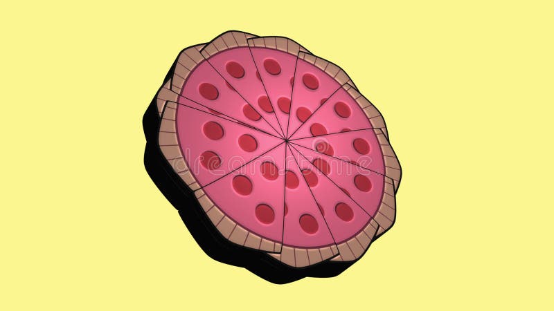 Stylizowana animacja 3d minimalistyczna pizza pie : obracające się plasterki pizzy ilustracji