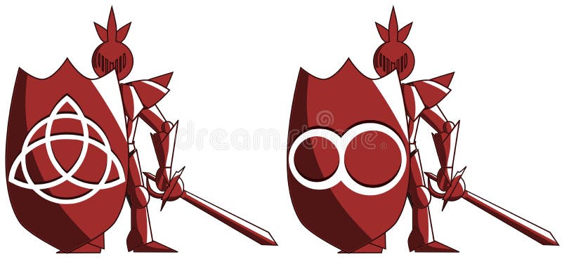 Stylizowany średniowieczny rycerz z symbolem nieskończoność i triquetra royalty ilustracja Stylizowany średniowieczny rycerz z symbolem nieskończoność i triquetra royalty ilustracja
