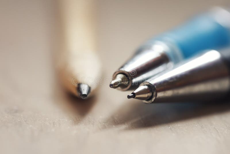 Stylus Pencil and a Pen are on the Table Stock Image Image of