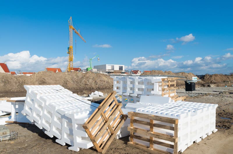 Styrofoam blocks stock photo. Image of crane, housing - 39425250