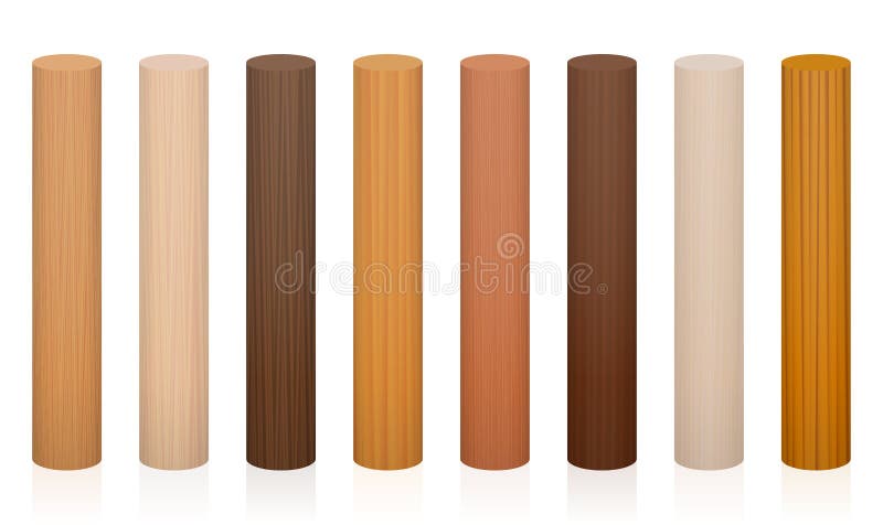 Stâlpi din lemn diferite texturi de culori stock illustration