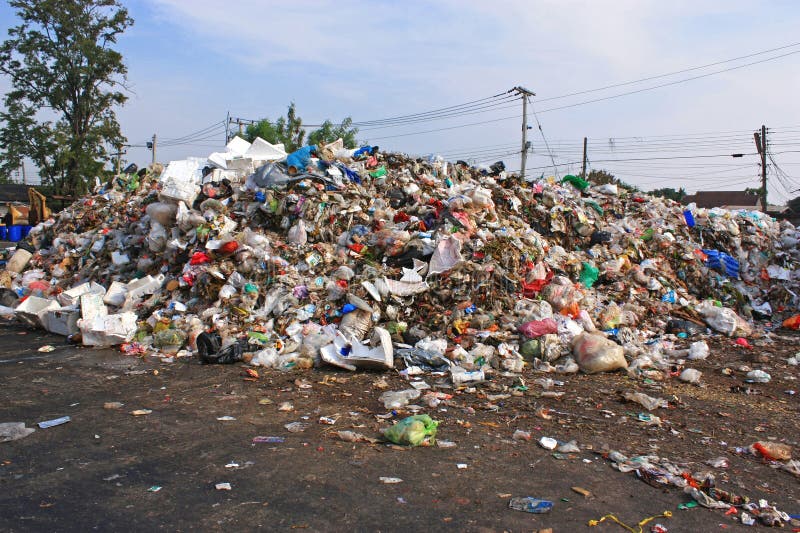 Municipal garbage dump in landfill. Environmental pollution. Municipal garbage dump in landfill. Environmental pollution.