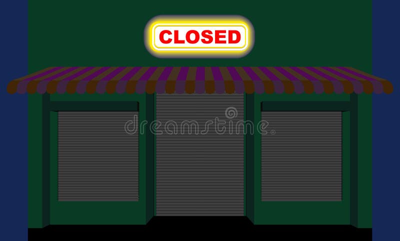 städtischer Shop Shop nachts Platte ist geschlossen Geschlossenes showca lizenzfreie abbildung städtischer Shop Shop nachts Platte ist geschlossen Geschlossenes showca lizenzfreie abbildung
