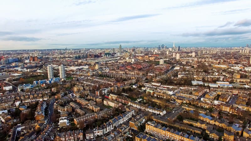 Städtisches Stadtbild Clapham Londons und Battersea-Vogelperspektive lizenzfreie stockfotos Städtisches Stadtbild Clapham Londons und Battersea-Vogelperspektive lizenzfreie stockfotos