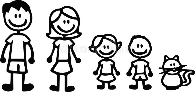 Ställ in av det lyckliga tecknad filmklotterdiagramet familjen, pinneman Stickman illustration som presenterar en moder och en fa stock illustrationer Ställ in av det lyckliga tecknad filmklotterdiagramet familjen, pinneman Stickman illustration som presenterar en moder och en fa stock illustrationer