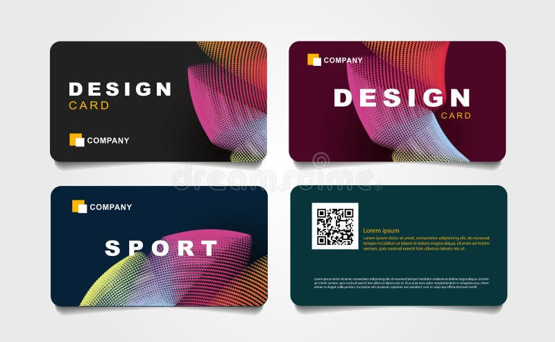 Ställ in av rabattkort med den abstrakta bakgrunden av krökta färgglade linjer med sport- och designtypografi royaltyfri illustrationer Ställ in av rabattkort med den abstrakta bakgrunden av krökta färgglade linjer med sport- och designtypografi royaltyfri illustrationer