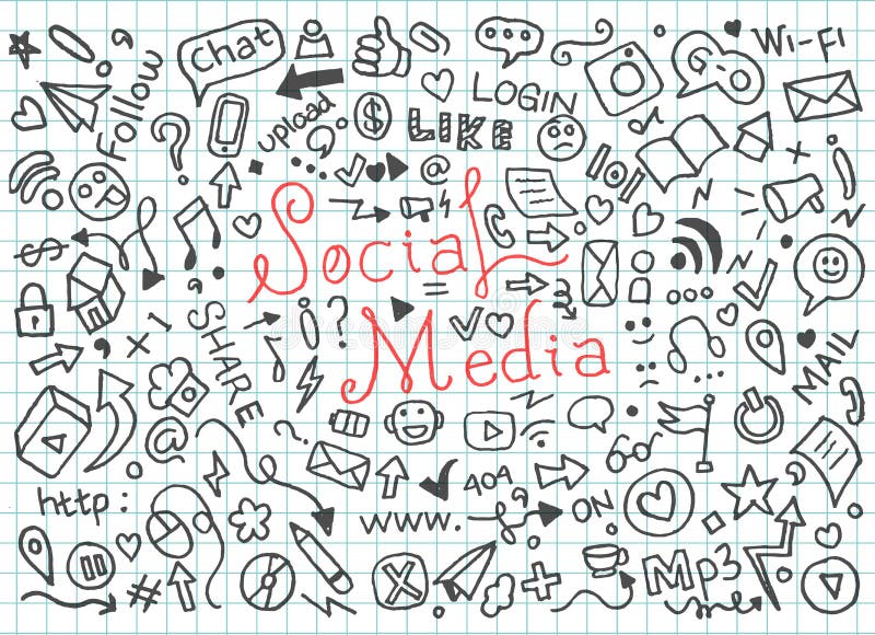 Ställ in av sociala massmediaklotter - vektor royaltyfri illustrationer Ställ in av sociala massmediaklotter - vektor royaltyfri illustrationer