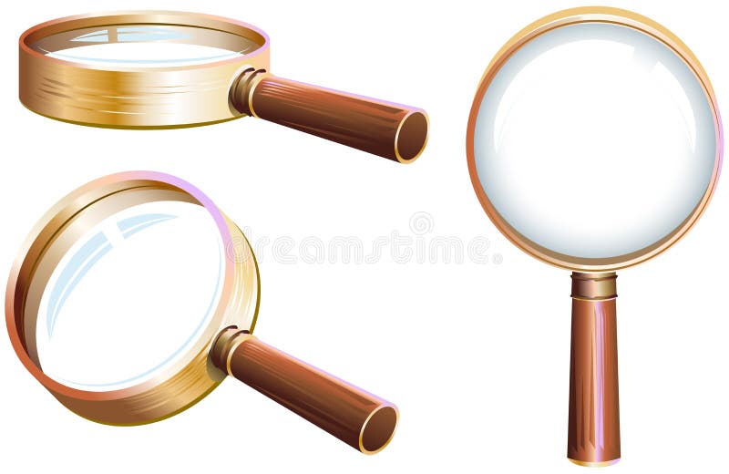 Ställ in förstoringsglaset vektor illustrationer