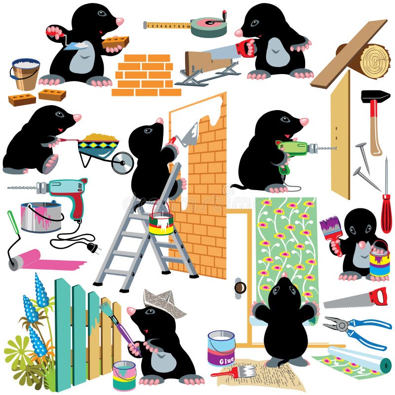 Ställ in hem- renovering stock illustrationer Ställ in hem- renovering stock illustrationer